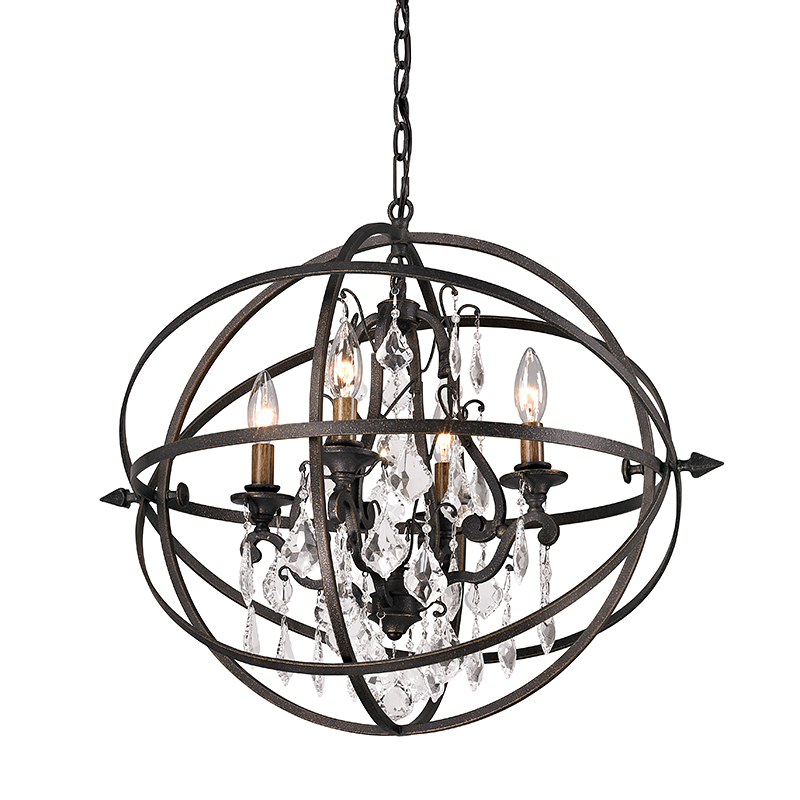 4 Lights Orb Chandelier in Bronze