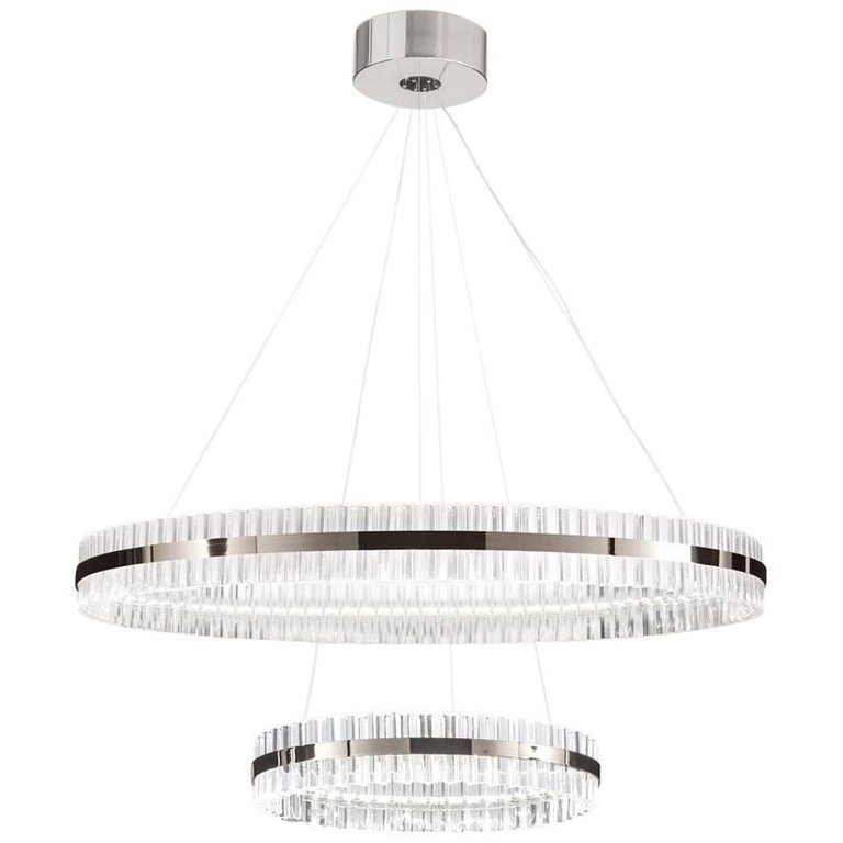 100cm Wide Saturno LED Double Ring Pendant in Chrome