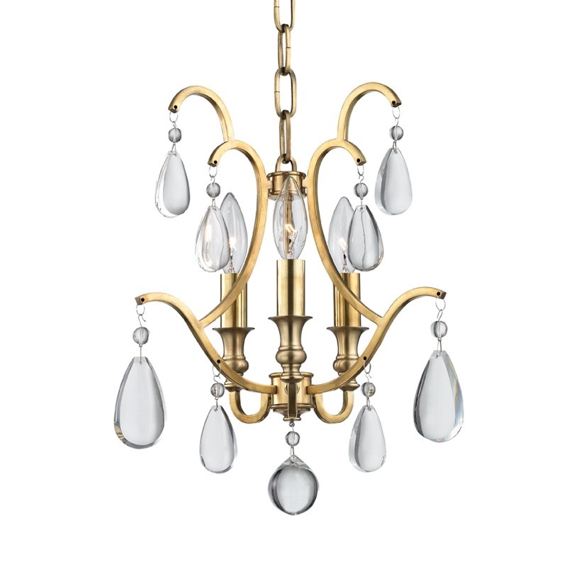 3 Lights Crawford Chandelier in Aged Brass