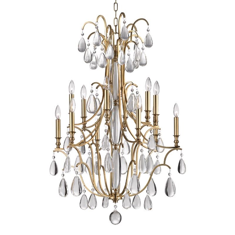 12 Lights Crawford Chandelier in Aged Brass