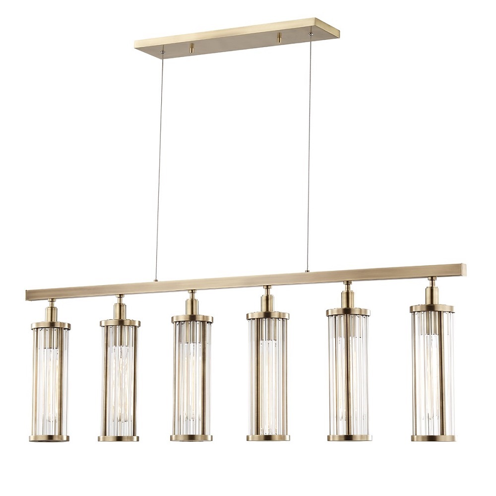 6 Lights Marley Pendant in Aged Brass