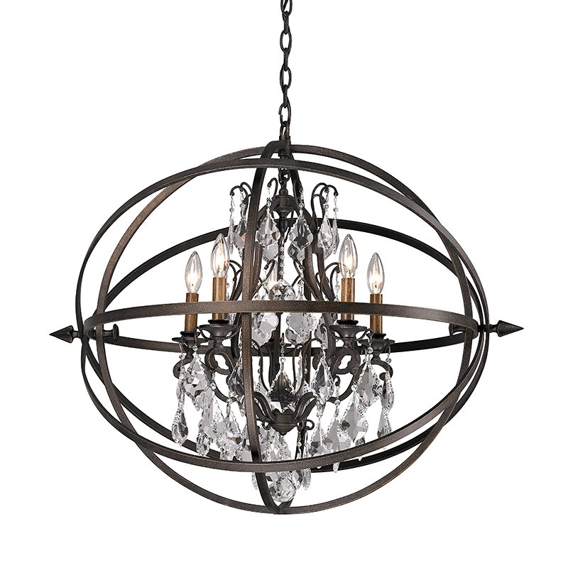 5 Lights Orb Chandelier in Bronze