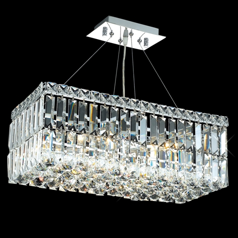 16 Inch Modern Rectangle Crystal Pendant Light