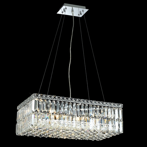 24 Inch Modern Rectangle Crystal Pendant Light