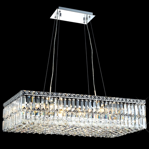 31.5 Inch Modern Rectangle Crystal Pendant Light