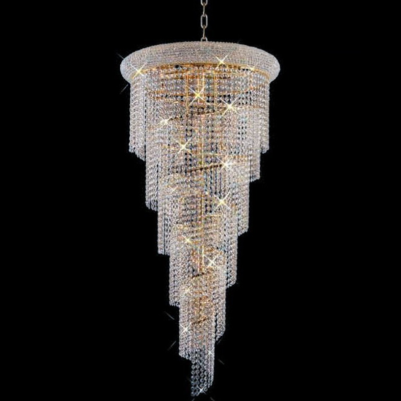 Long Staircase Chandelier in Gold 22'' W 48'' H