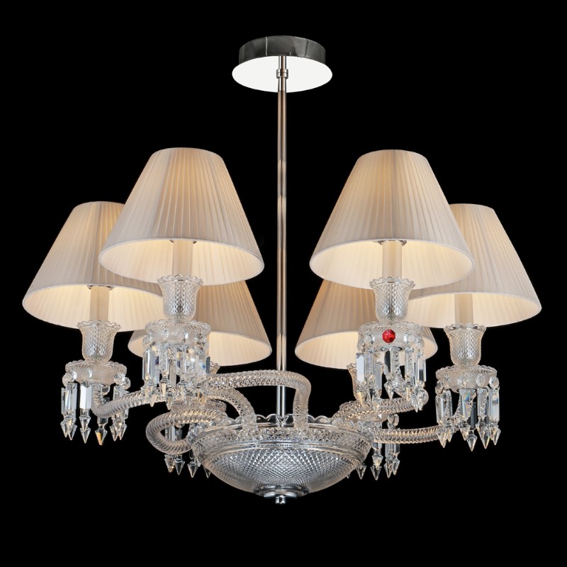 6 Lights Baccarat Crystal Lighting with Lampshades