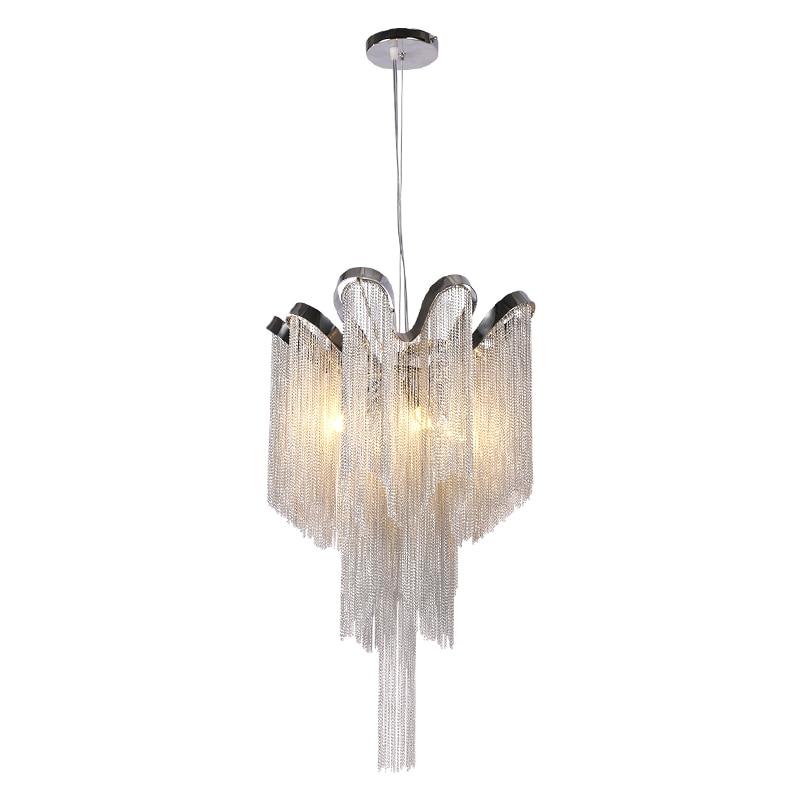 Semi Flush Mounted Aluminum Chain Chandelier