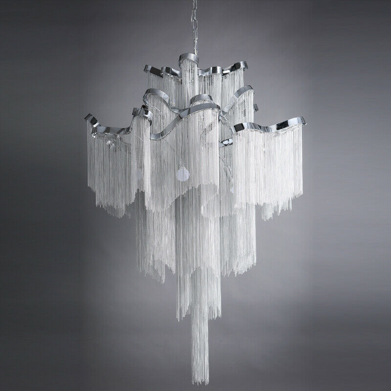 Creative Handmade Waterfall Chandelier Aluminum Chain Tassel Chandelier