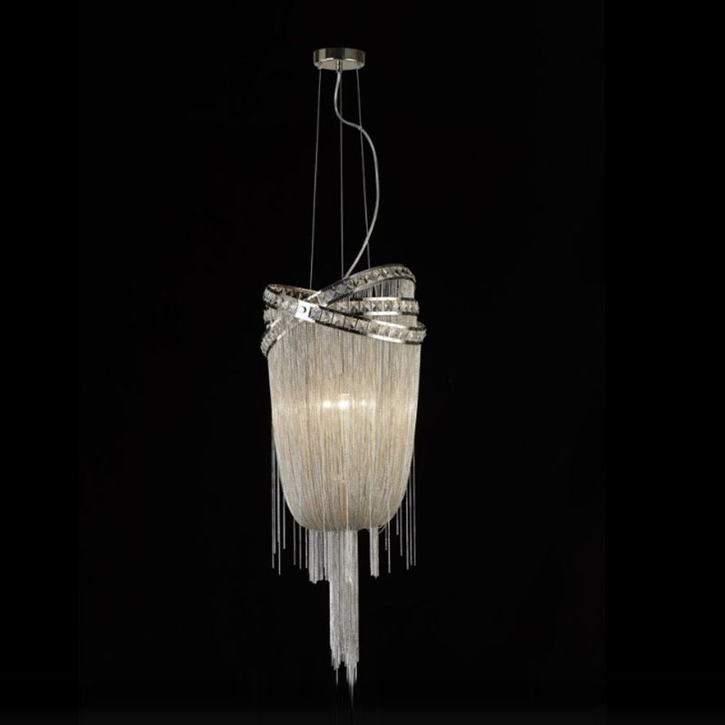 Luxury Italian Design Chain Chandelier with Crystal Border