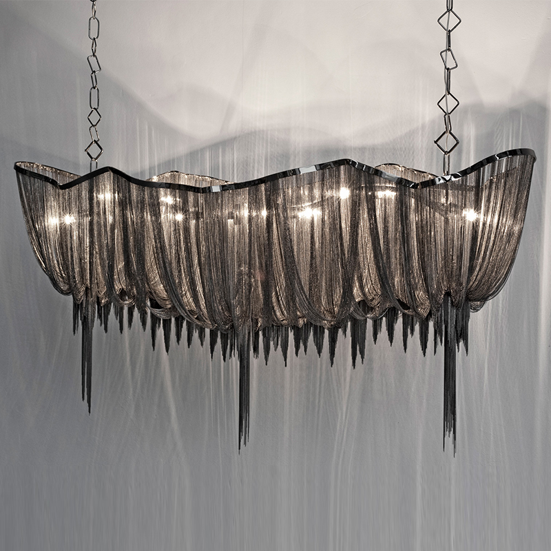 Black Boat Tassel Alumilum Chain Chandelier