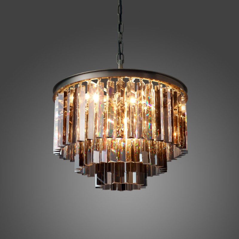 20'' Smoke Odeon Crystal Chandelier in Black