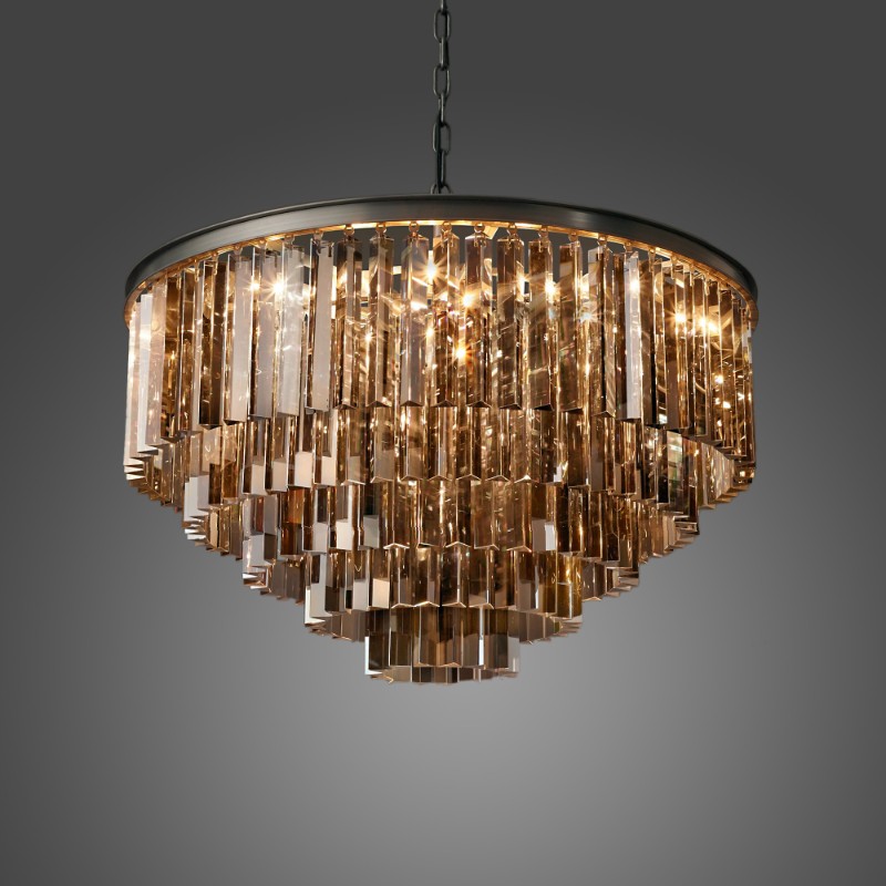 31.5'' Smoke Odeon Crystal Chandelier in Black