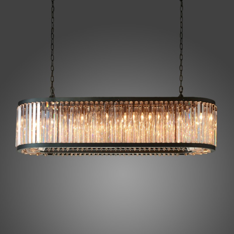 60'' Oval Welles Clear Crystal Chandelier in Black