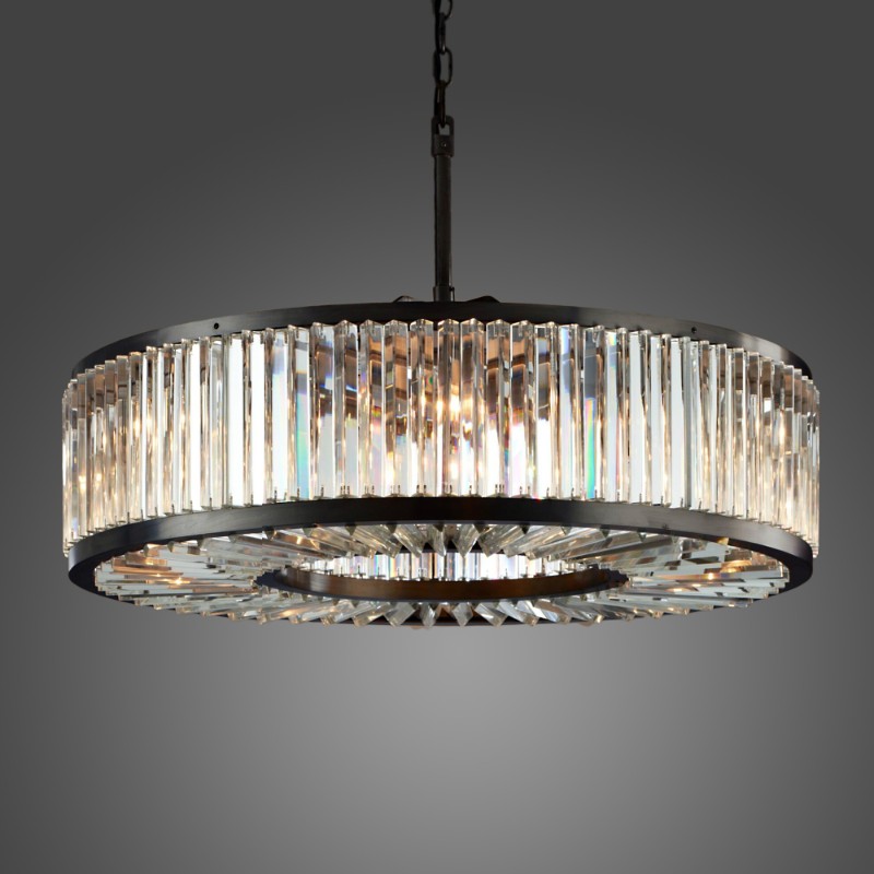 43.7'' Welles Clear Crystal Chandelier in Black