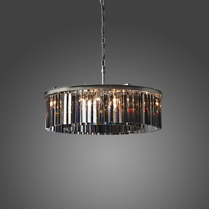 31.5'' Rhys Smoke Crystal Chandelier in Black