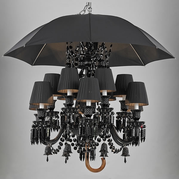 12 Lights Black Baccarat Crystal Lighting with Umbrella