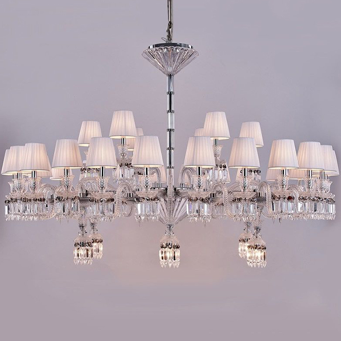 36 Lights Baccarat Crystal Chandelier with Lampshades