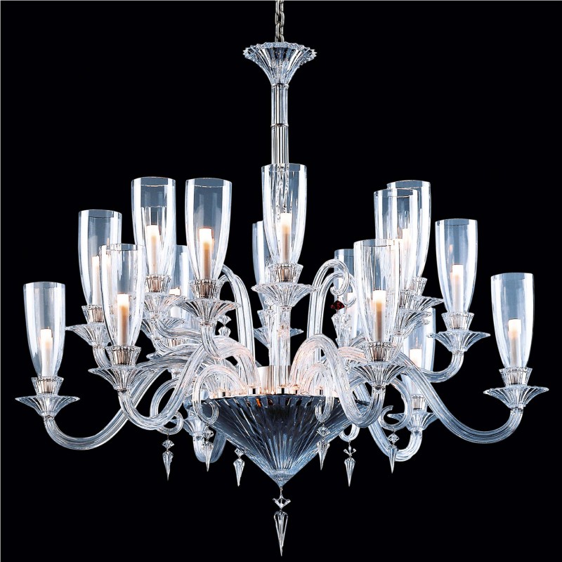 18 Lights Baccarat Chandelier with Glass Shade