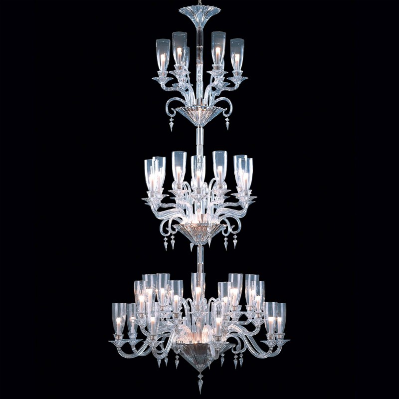 3 Layer Big Baccarat Chandelier with Glass Shade