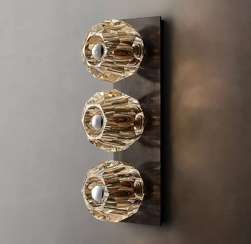 CLEAR CRYSTAL LINEAR SCONCE 3 LIGHTS