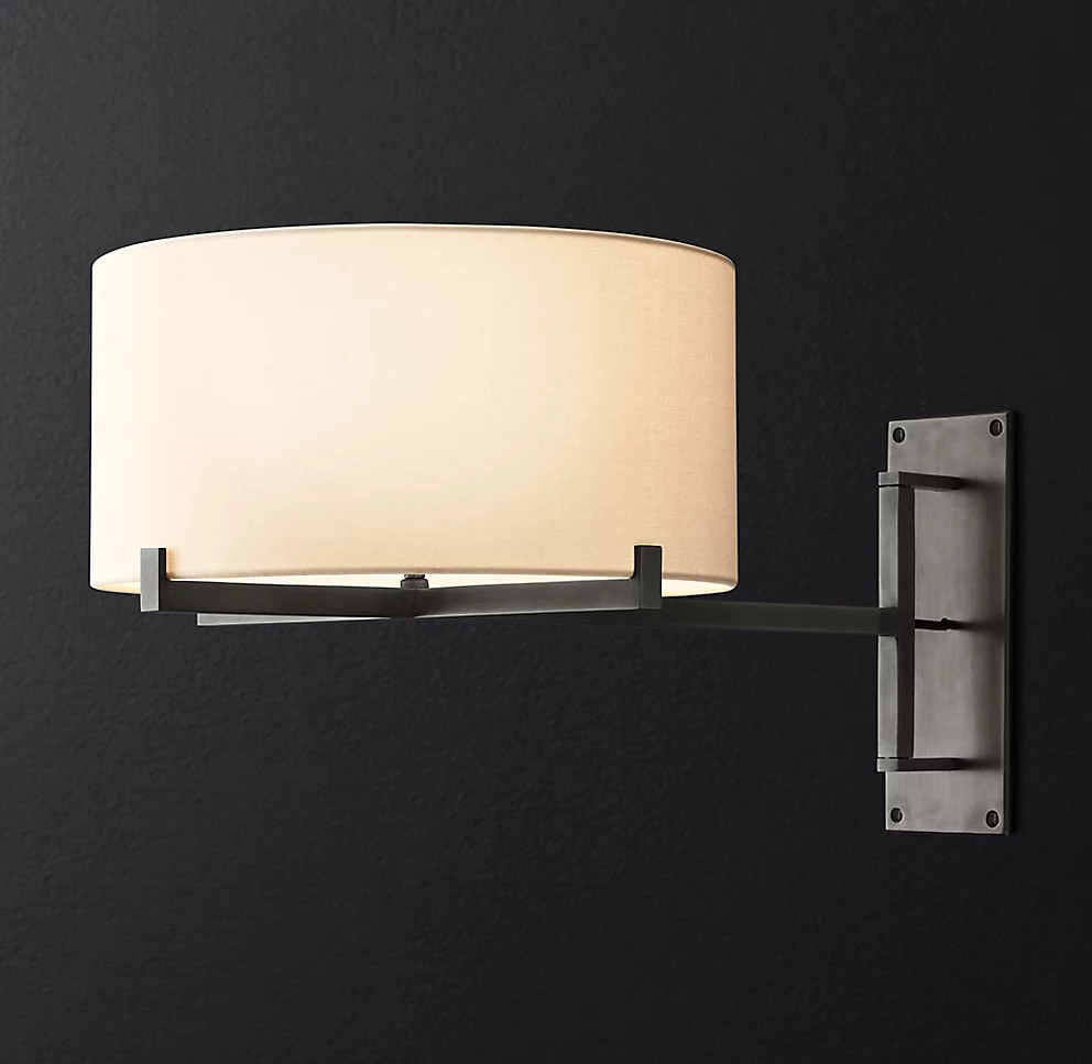 16.5 INCH PAUILLAC DRUM SHADE SWING-ARM SCONCE