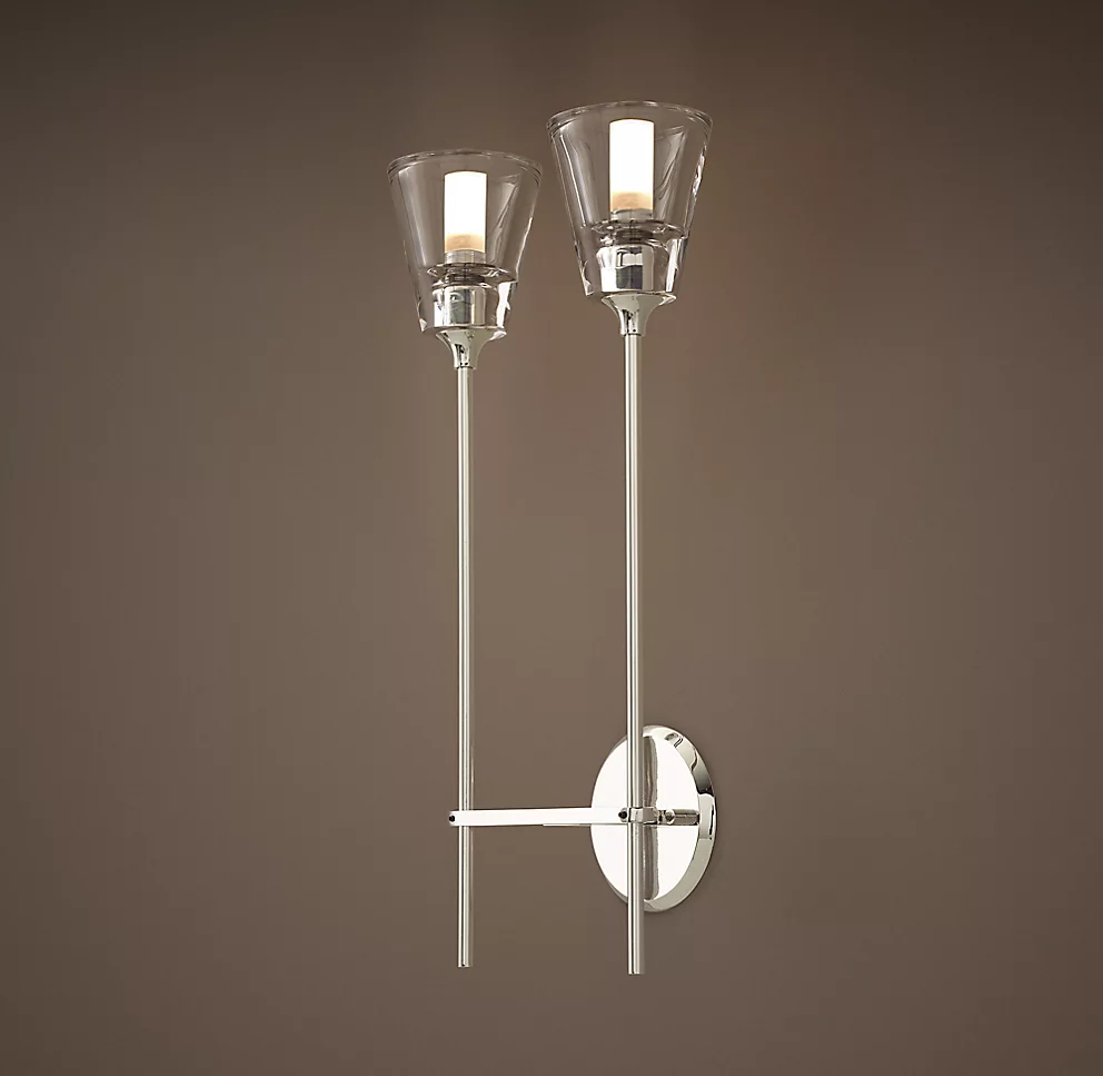 10'' TORCHE DE VERRE DOUBLE SCONCE