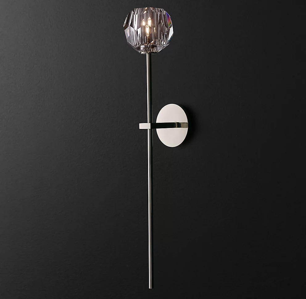 Clear Crystal Ball Long Sconce