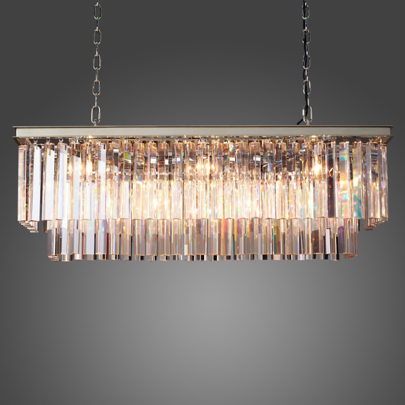 39'' Rectangle Clear Odeon Crystal Chandelier