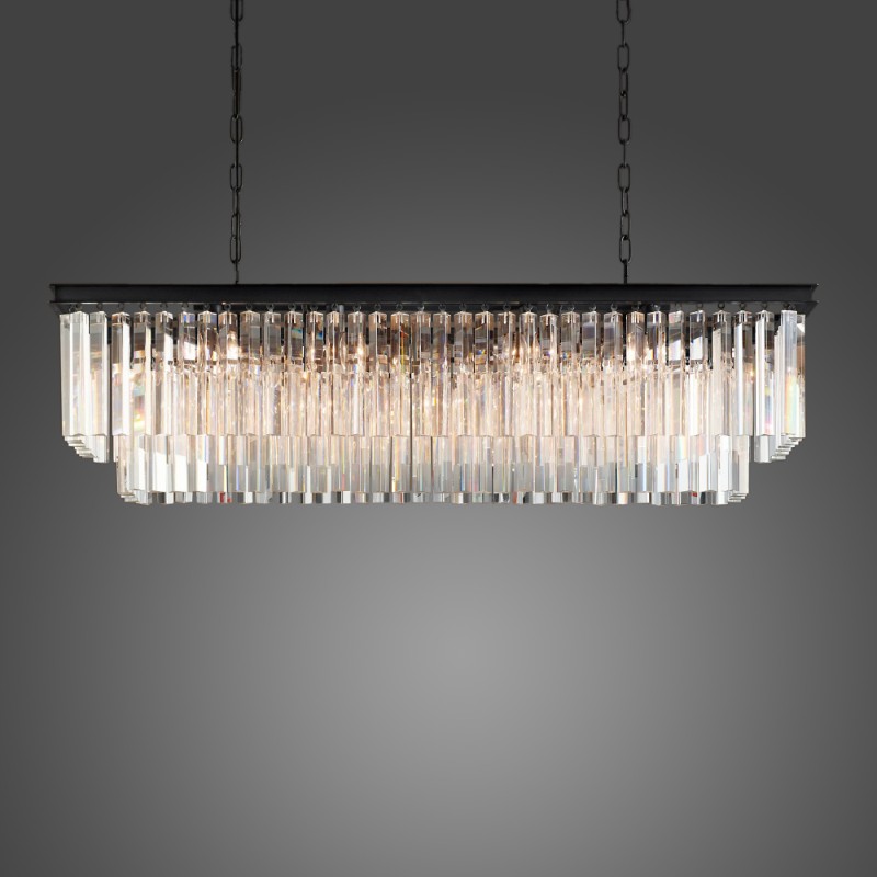 49'' Rectangle Clear Odeon Crystal Chandelier