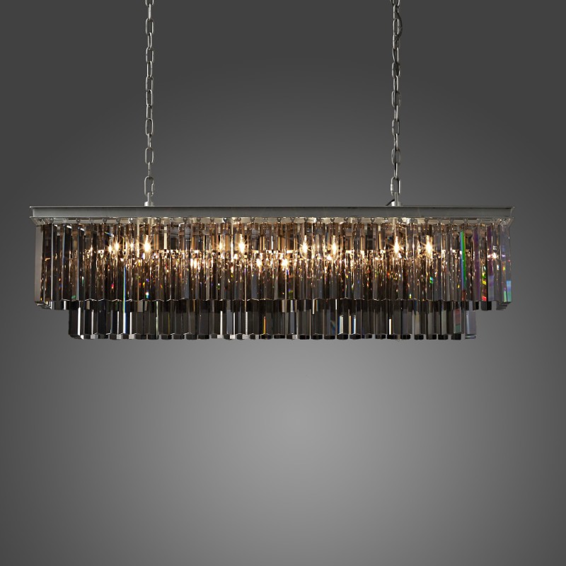 50'' Rectangle Smoke Odeon Crystal Chandelier