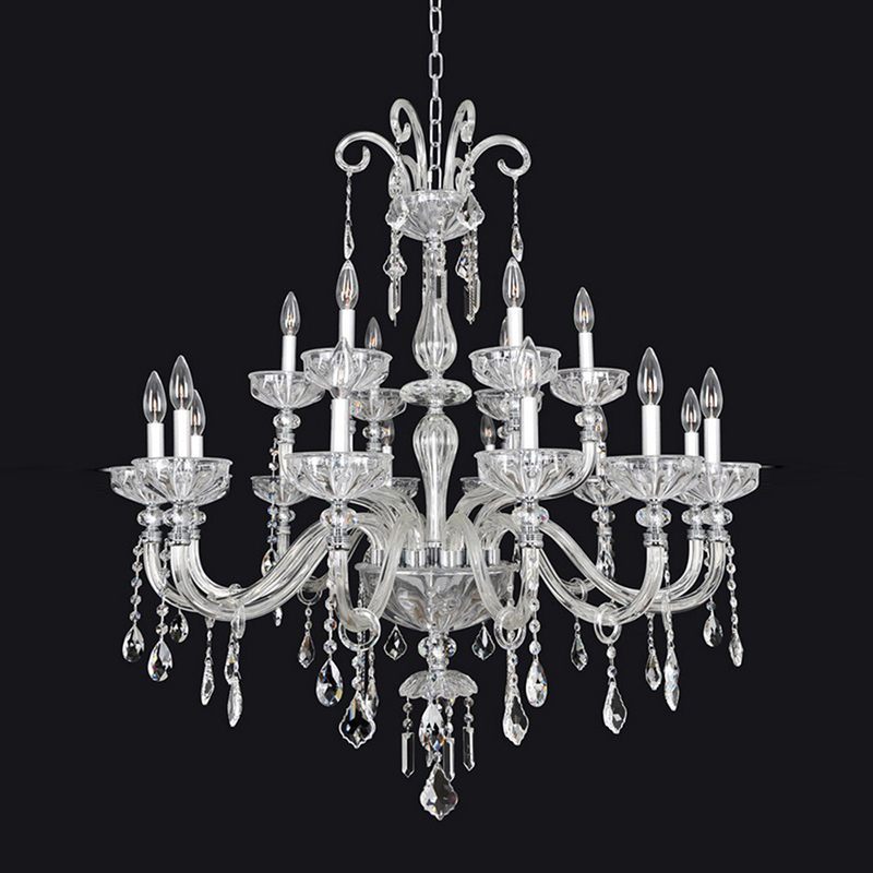 18 Lights Clovio Chandelier Glass Arm Crystal Chandelier for Living Room