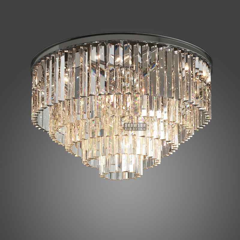 Width 79CM Restoration Chandelier Clear Odeon Crystal Ceiling Light For Bedroom