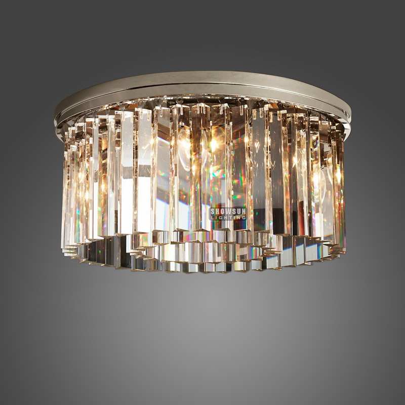 Width 51CM Restoration Chandelier Clear Odeon Crystal Ceiling Light For Bedroom