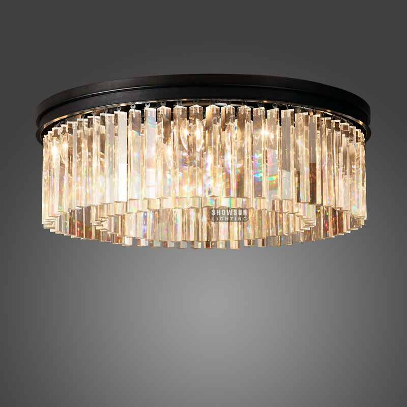 Width 80CM Restoration Chandelier Clear Odeon Crystal Ceiling Light For Bedroom