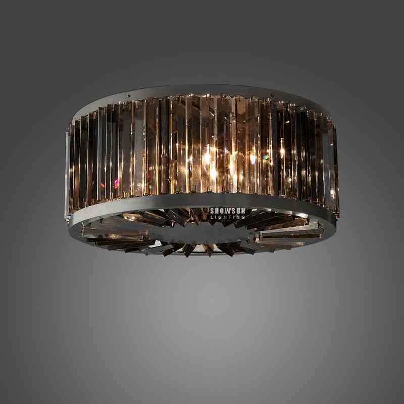 Width 71CM Restoration Chandelier Smoke Odeon Crystal Ceiling Light For Bedroom