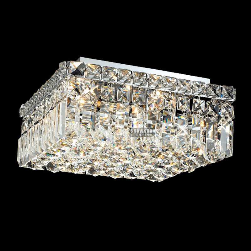 Width 35CM Rectangle Modern Crystal Ceiling Light Flush Mounted Lighting For Bedroom