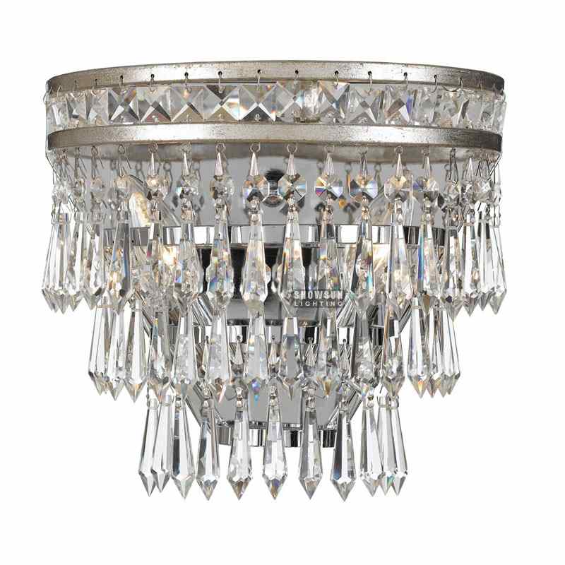 2 Lights Empire Style Wall Lamp Crystal Wall Sconce