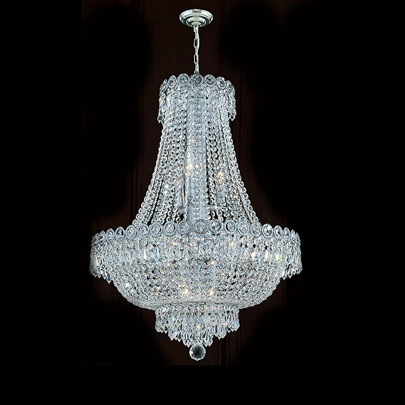  24 Inch Luxury Empire Crystal Chandelier in Chrome