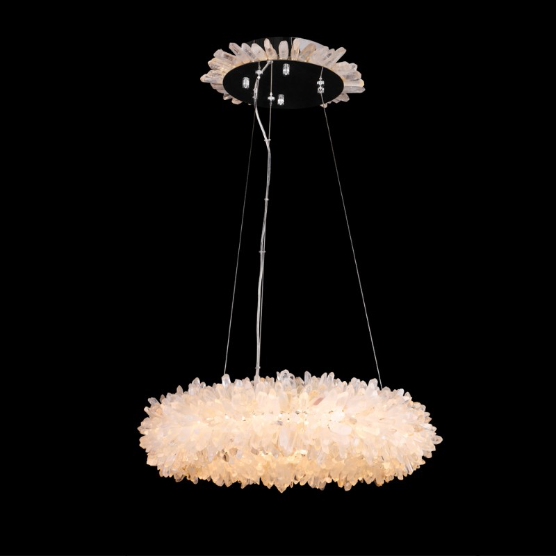 24 Inch Round Clear Geode Quartz Crystal Chandelier Pendant Light