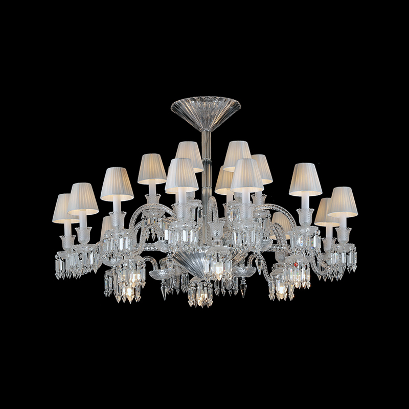 24 Lights Baccarat Crystal Chandelier with Lampshades