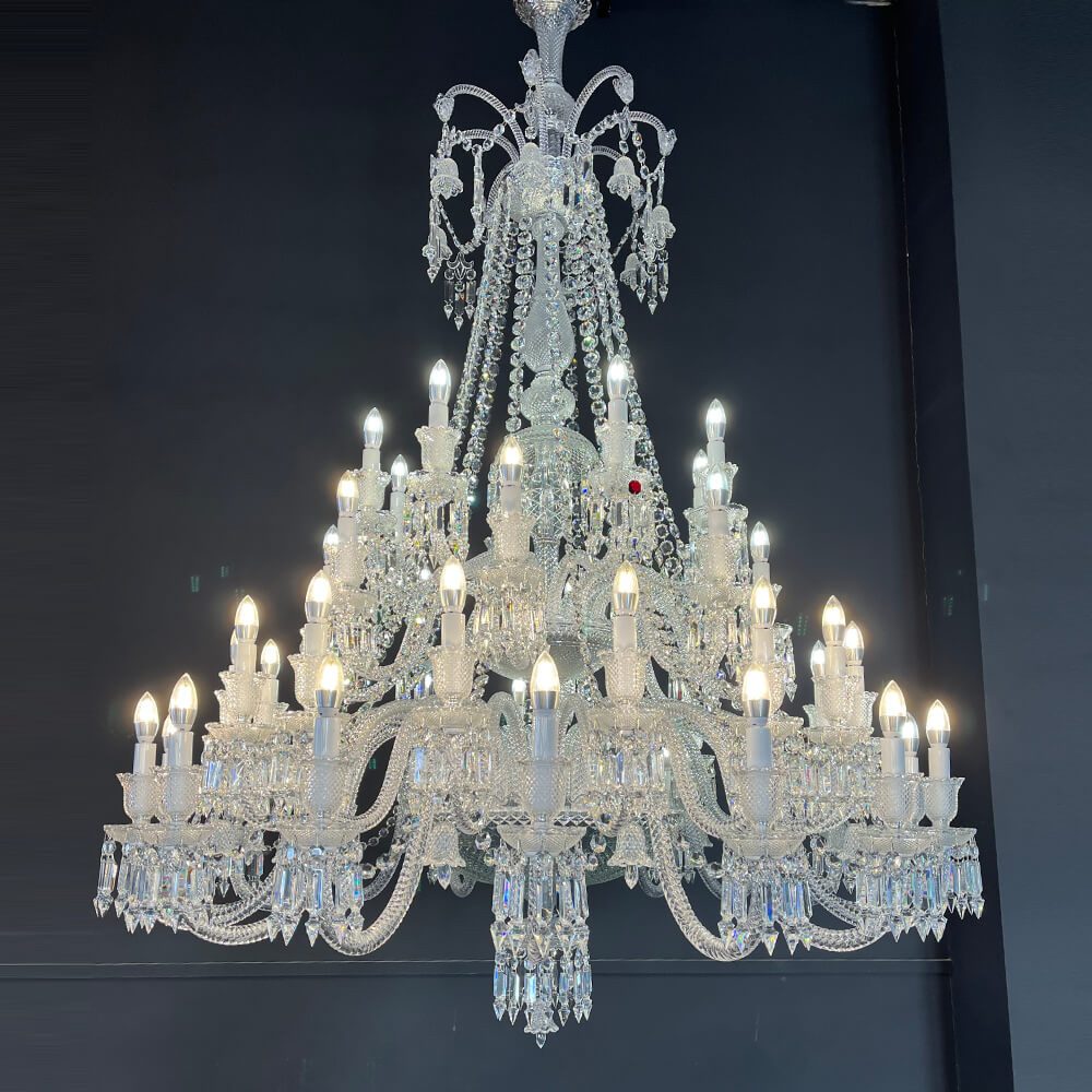  48 Lamps Elegant Zenith Baccarat Crystal Chandelier for Big Living Room