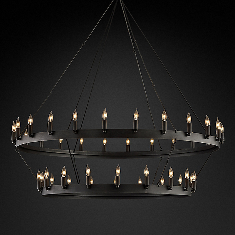  51 Inches Dual-layer Camino Chandelier Vintage Black Chandelier for Grand Foyer