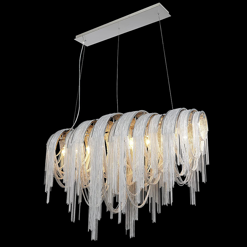 52 Inch Linear Chandelier Tassel Chain Chandelier Lighting