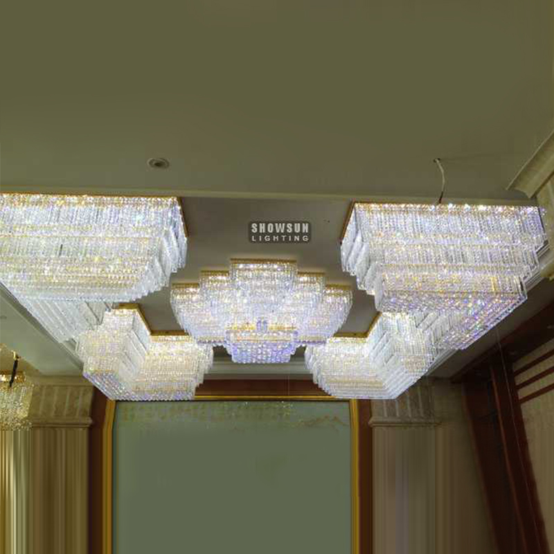 Custom Flush Mounted Crystal Chandelier Extra Large Ceiling Chandelier for Banquet Hall