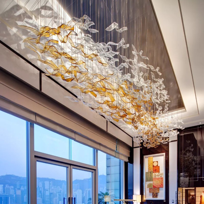  Bespoke Blown Glass Chandelier for Grand Lobby