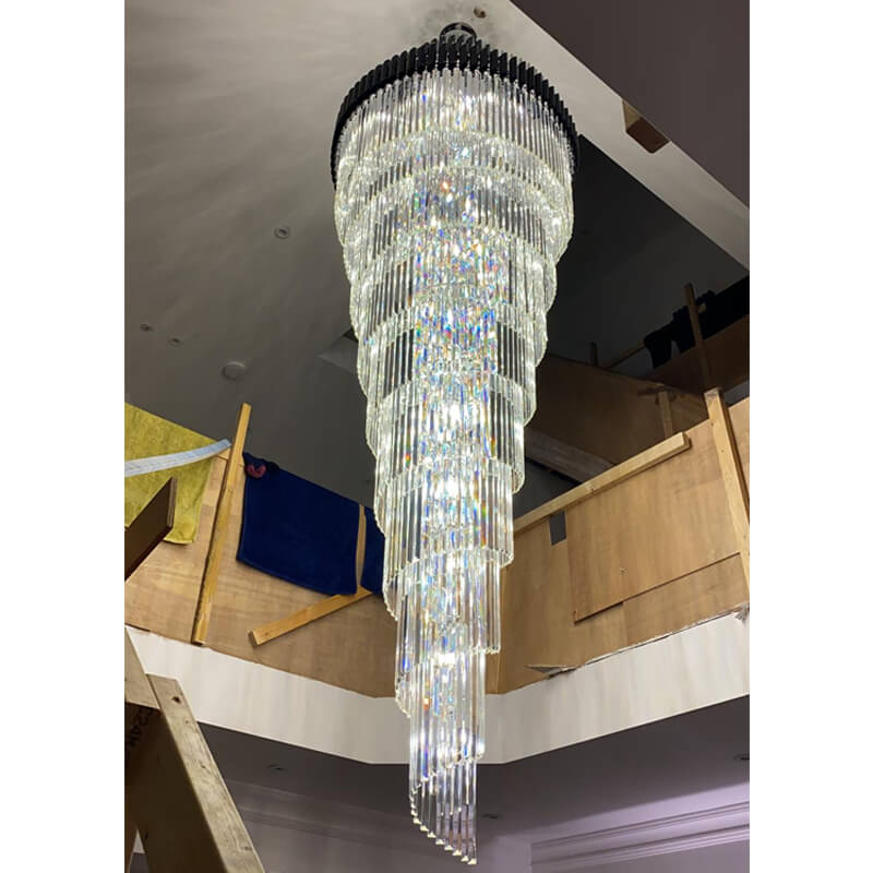 Custom Long Chandelier Spiral Crystal Chandelier for Staircase