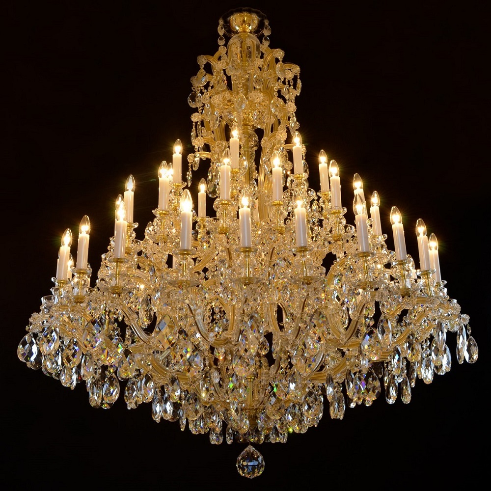 48 Lights Gold Maria Theresa Chandelier Large Crystal Foyer Chandelier 