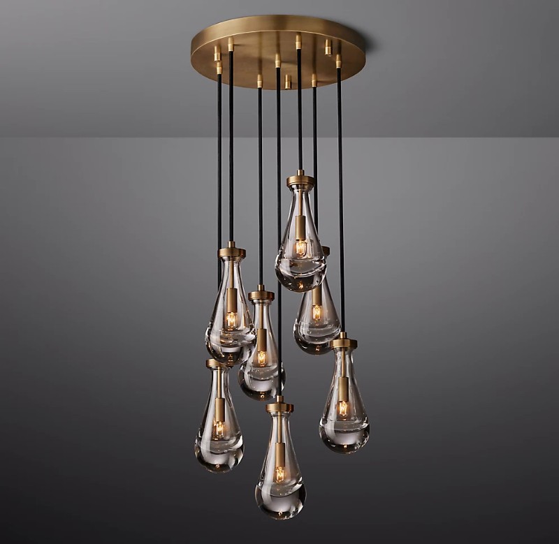 18 Inch Round Glass Rain Chandelier