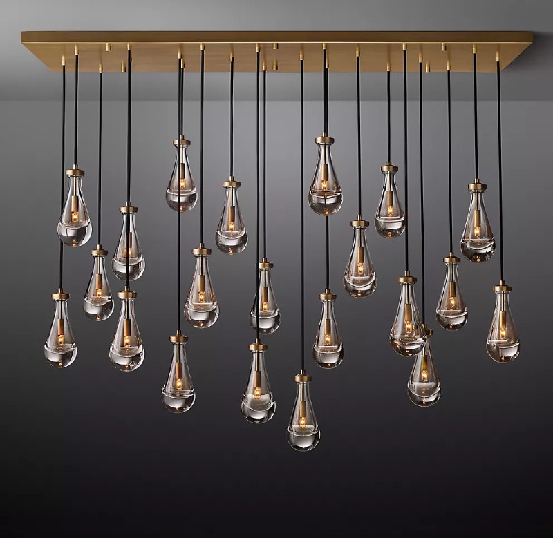 72 Inch Linear Glass Rain Chandelier